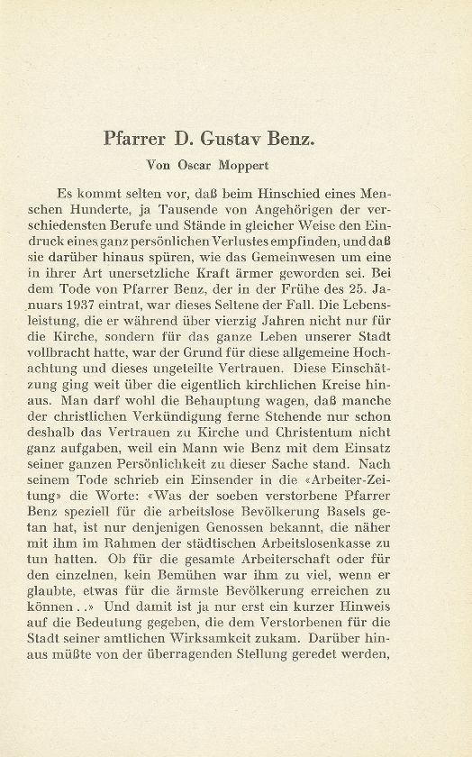 Pfarrer D. Gustav Benz – Seite 1