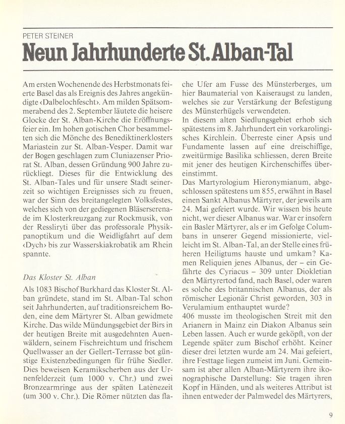 Neun Jahrhunderte St. Alban-Tal – Seite 1
